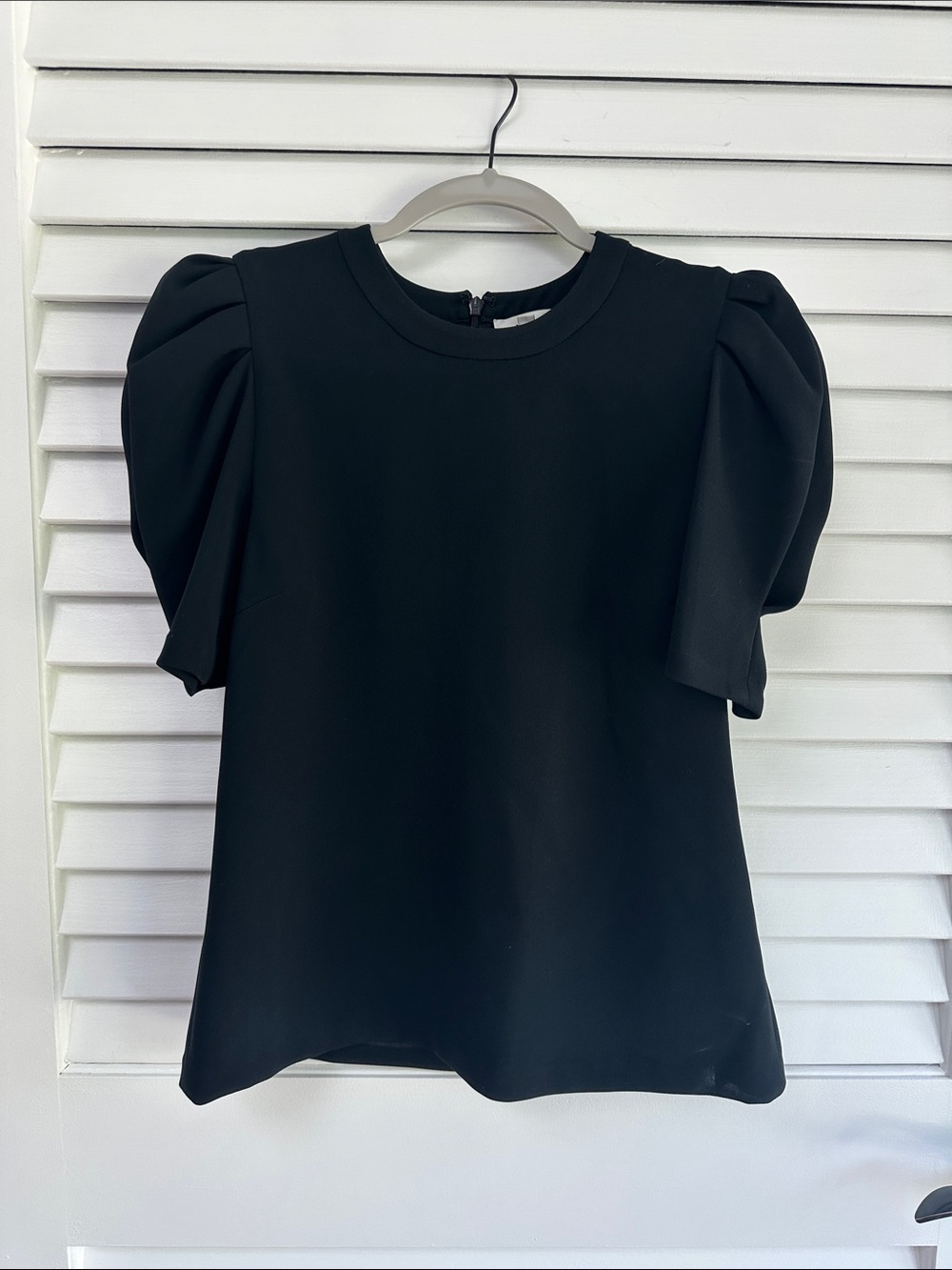 A.L.C. Black Puff Sleeve Crewneck Blouse
